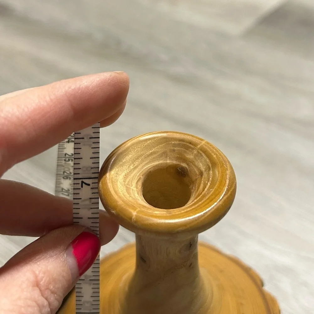 Hand Made Rustic Turned Wood Vase with Natural Bark 7
